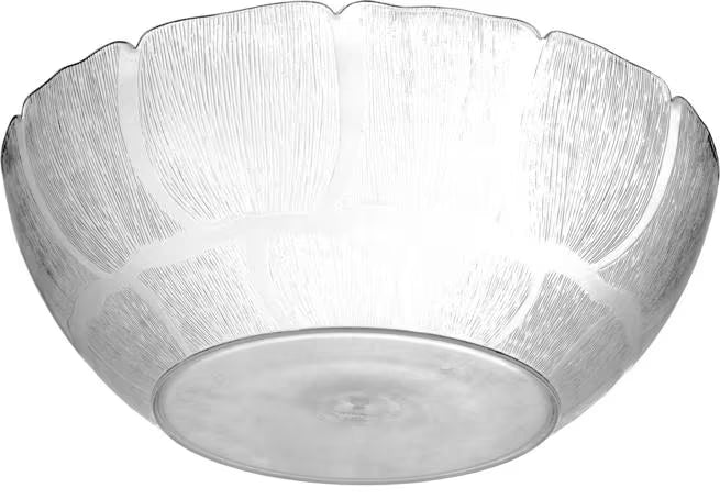 18 Inch Clear Polycarbonate Petal Mist Bowl with 17.2 qt capacity and break resistant construction. Ideal for buffets, catering, restaurants, banquet displays, and home entertaining.