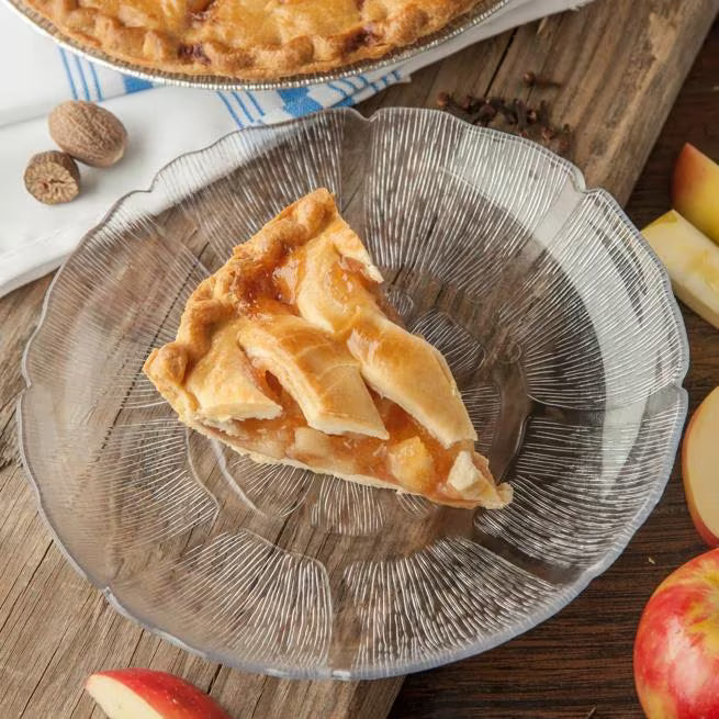 7.5 Inch Clear Polycarbonate Petal Mist Plate with break resistant construction. Ideal for appetizers, desserts, buffets, catering, restaurants, and home entertaining.