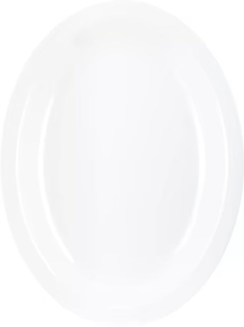 12" x 9" White Melamine Oval Platter Tray with break resistant, stain resistant construction. Ideal for restaurants, catering, and home dining.