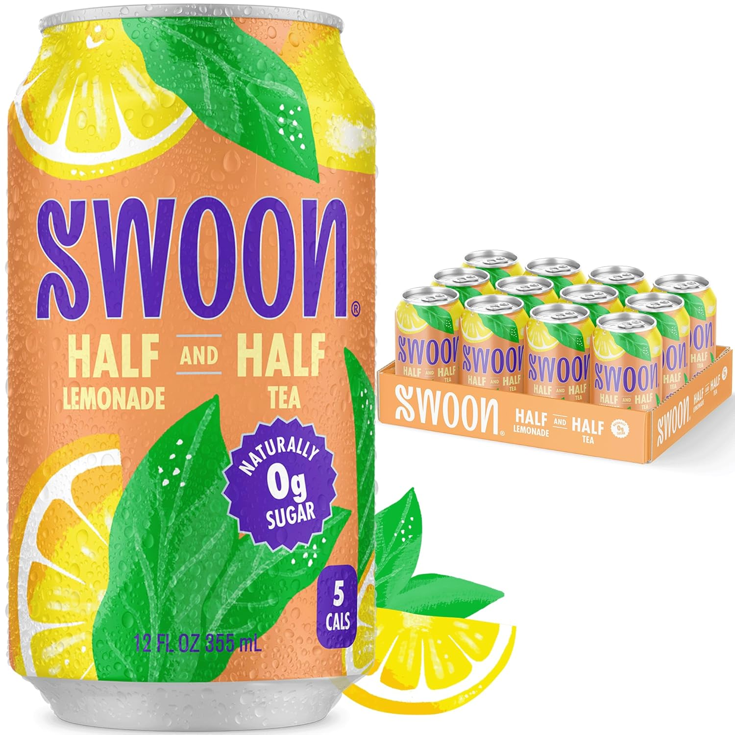 12oz Swoon Half and Half Lemon Ice Tea Zero Sugar Refreshing Drink
