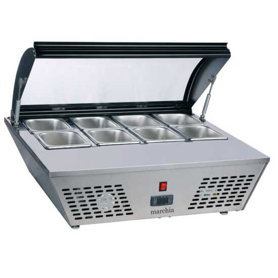 Marchia Refrigerated Countertop with Folding Glass Sneeze Guard