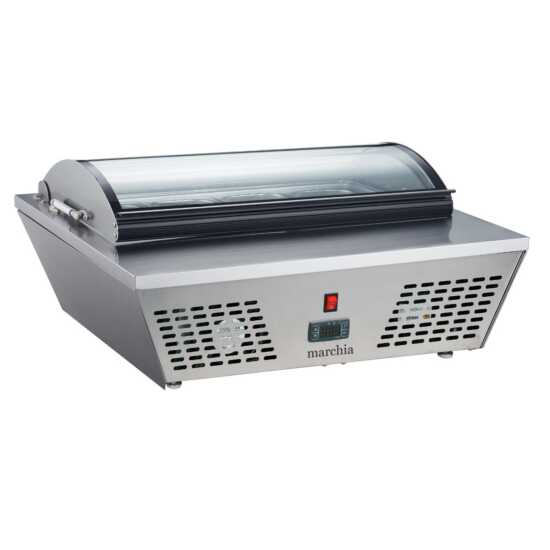 Marchia Refrigerated Countertop with Folding Glass Sneeze Guard