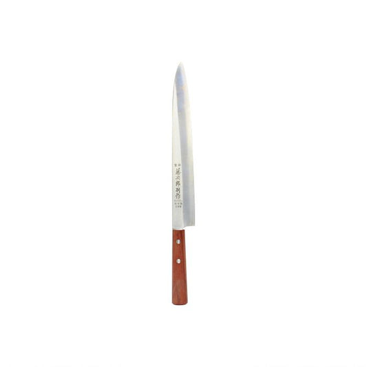 Thunder Group Sashimi Knife is expertly designed for precision slicing of raw fish and seafood. Its long, narrow blade ensures clean, smooth cuts, essential for preserving the integrity and presentation of delicate ingredients. Crafted from high-quality stainless steel, this knife delivers both performance and durability, making it ideal for professional sushi chefs and culinary establishments.
