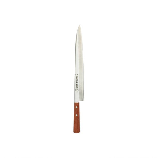 Thunder Group Sashimi Knife is expertly designed for precision slicing of raw fish and seafood. Its long, narrow blade ensures clean, smooth cuts, essential for preserving the integrity and presentation of delicate ingredients. Crafted from high-quality stainless steel, this knife delivers both performance and durability, making it ideal for professional sushi chefs and culinary establishments.