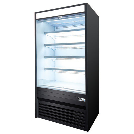 Coldline KDS48 48-inch black refrigerated air curtain merchandiser for open display of chilled drinks snacks and packaged foods in retail stores cafes and convenience shops