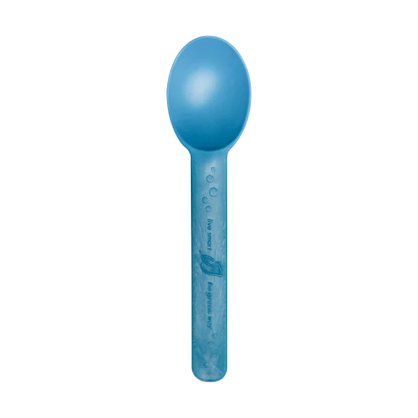 Disposable Heavy Weight Bio-Based Teal Blue Plastic Cutlery Spoons