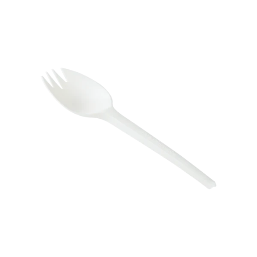 White CPLA Heavy Weight Wrapped Disposable Spork For Party & Catering