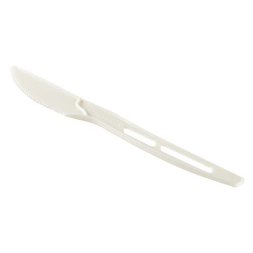 White CPLA Heavy Weight Wrapped Disposable Knife For Dining & Catering
