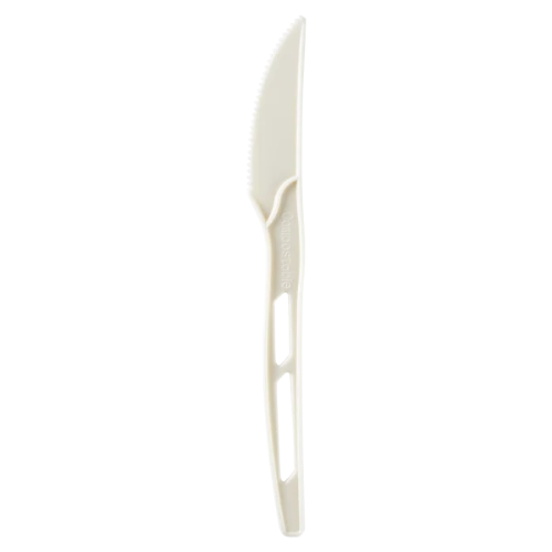White CPLA Heavy Weight Wrapped Disposable Knife For Dining & Catering