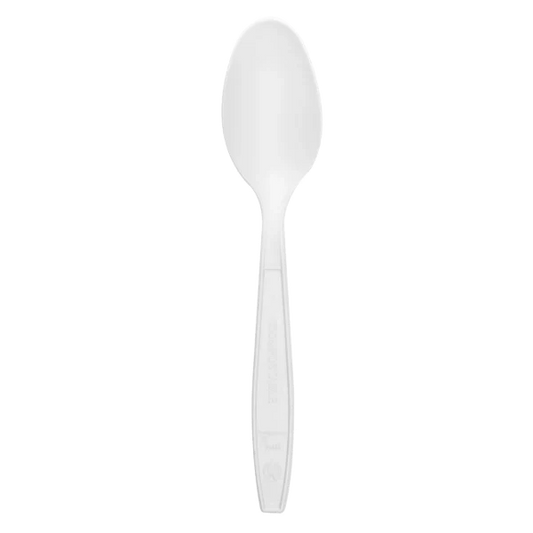 Natural Beige CPLA Heavy Weight Disposable Soup Spoons For Hot & Cold Foods