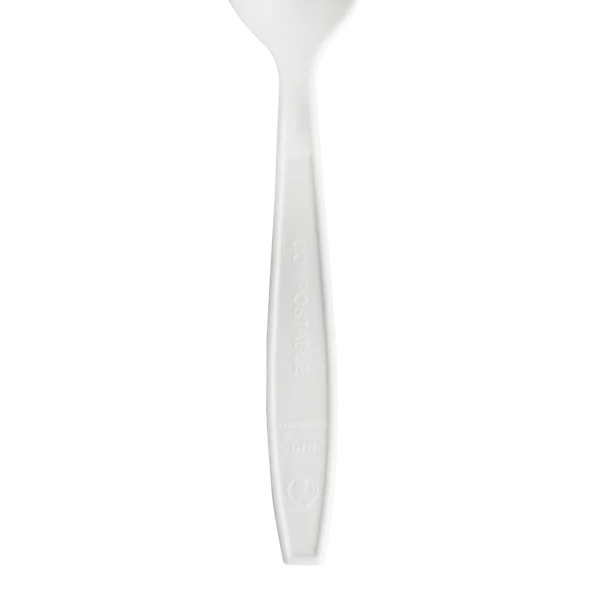 Natural Beige CPLA Heavy Weight Disposable Soup Spoons For Hot & Cold Foods