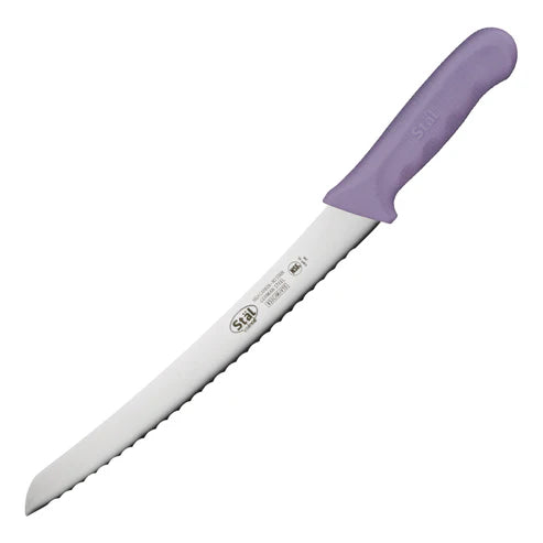 Winco KWP-91P, 9-1/2" Purple Curved Allergen Free Bread Knife, EA