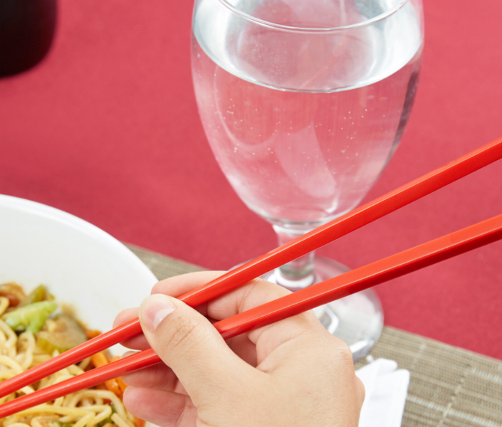 Red plastic chopsticks