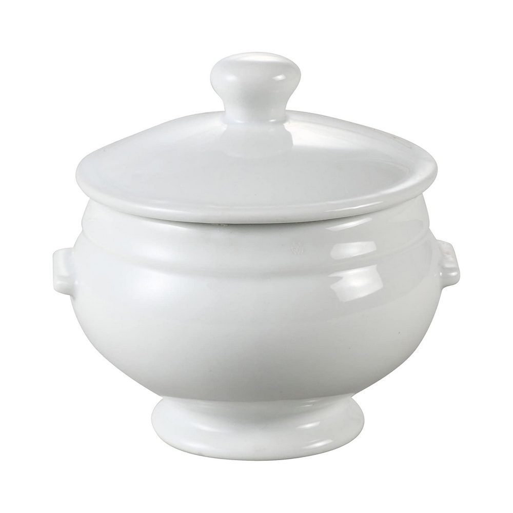 Yanco Lion Bouillon Cup With Lid LB-12-L is a refined and versatile addition to any restaurant or dining setting. Designed to elegantly present soups, chowders, stews, and condiments, this cup combines functionality with classic appeal. Crafted from high-quality porcelain, it features a sleek white glaze that enhances its durability and aesthetic charm. Built for convenience, it is oven, dishwasher, and microwave safe, making it ideal for both commercial and home use.