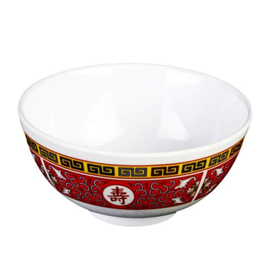 EcoQuality Round Plate YANCO-LG-3006 It is made from durable and reliable melamine material, which makes the bowl look like ceramics. You can use these unique round bowls to serve such dishes like rice, miso soup, noodles or salads. Thanks to the elegant Longevity collection style, the bowl will perfectly fit any food-serving establishment design. Performed in oriental style, such melamine tableware is an ideal solution for those who choose high-quality, durable and affordable dinnerware for their place.
