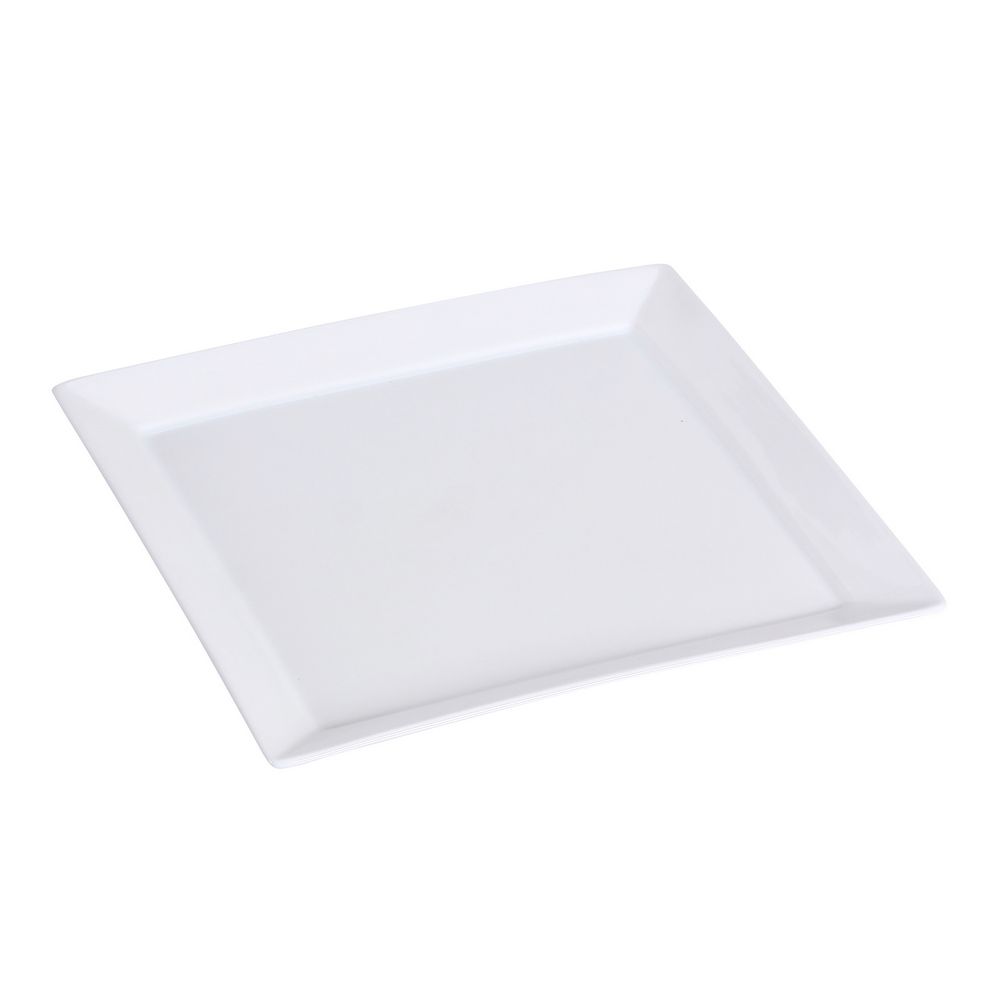 Yanco Square Plate LK-110 is an elegant and versatile piece for any restaurant or banquet hall. This square china plate is perfect for any course. This china plate is dishwasher, oven, and microwave safe and made of bone white porcelain.
