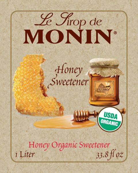 Monin Organic Honey Sweetener Syrup 1 L Bottle additional product image
