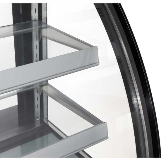 The Marchia MBT48 48-inch High Volume Curved Glass Refrigerated Bakery Display Case, designed to accommodate and elegantly display a large quantity of pastries, cakes, and desserts while keeping them fresh and cool. Perfect for high-traffic bakeries, cafés, and delis.