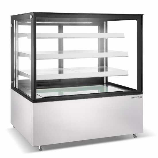 The Marchia MBT60-ST 60-inch Straight Glass Refrigerated Bakery Display Case, perfect for showcasing a large variety of pastries, cakes, and desserts while ensuring they stay fresh and at the ideal temperature. Ideal for bakeries, cafés, and delis.