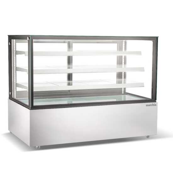 The Marchia MBT72-ST 72-inch Straight Glass Refrigerated Bakery Display Case, designed for showcasing a wide selection of pastries, cakes, and desserts while keeping them fresh and at the perfect temperature. Ideal for large bakeries, cafés, and delis