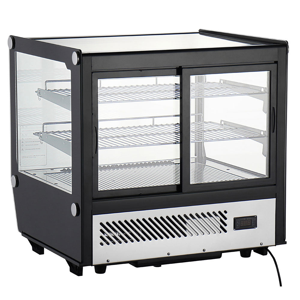 Marchia MDC120-ST 28" Countertop Refrigerated Bakery Display Case with straight glass and LED lighting. Features a compact design for showcasing and keeping baked goods cool with clear visibility.