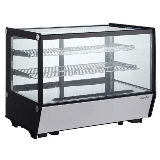  Marchia MDC160-ST 36" Countertop Refrigerated Bakery Display Case with straight glass and LED lighting. Features a spacious design with clear visibility for showcasing and cooling baked goods.