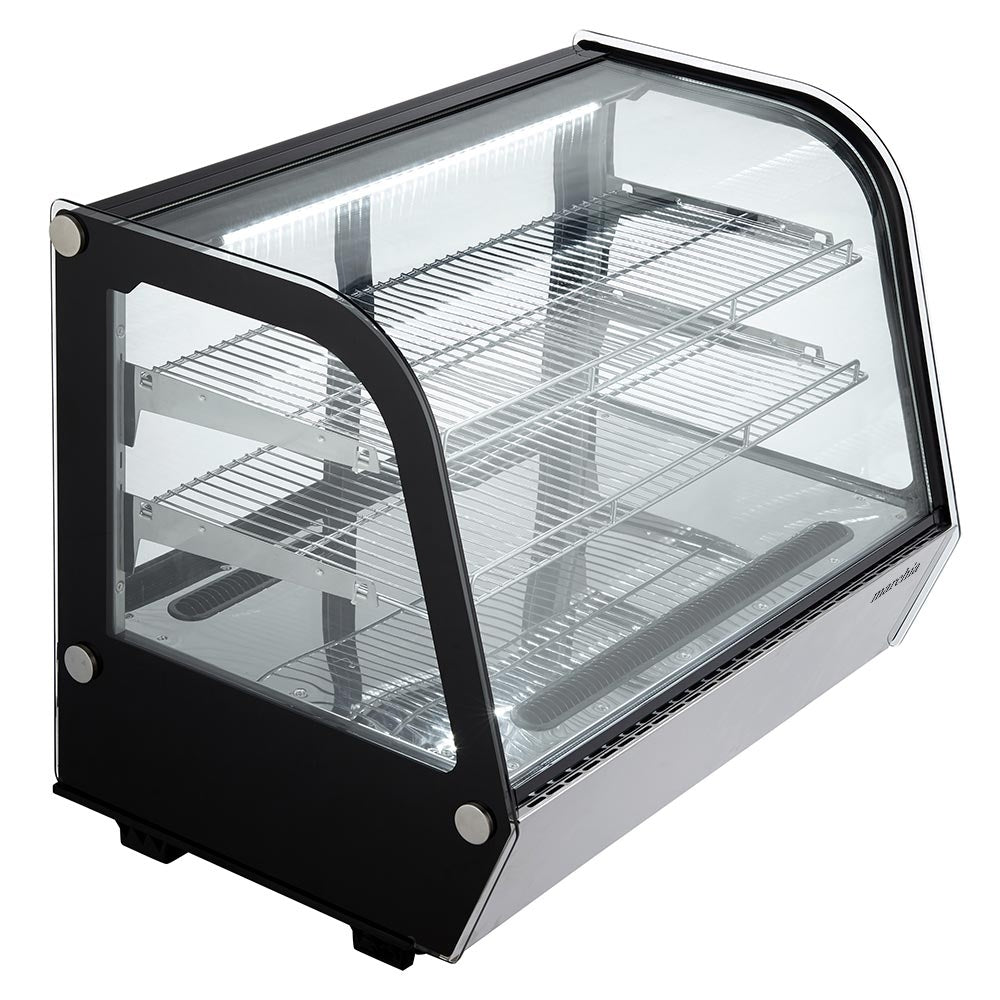 Marchia MDC161 36" Countertop Refrigerated Bakery Display Case with curved glass and LED lighting. Offers a spacious design for displaying and cooling baked goods with enhanced visibility.
