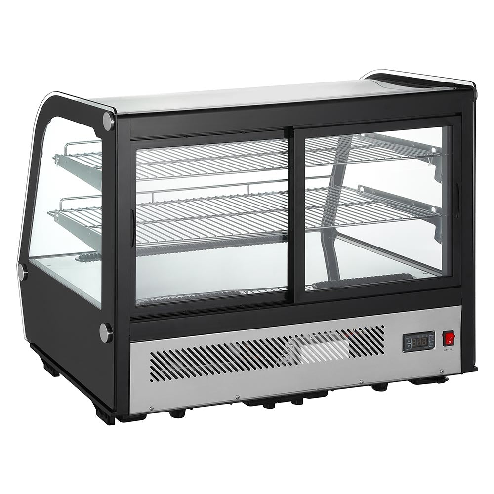 Marchia MDC161 36" Countertop Refrigerated Bakery Display Case with curved glass and LED lighting. Offers a spacious design for displaying and cooling baked goods with enhanced visibility.