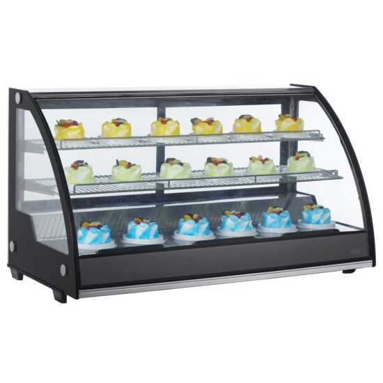 Marchia MDC201 48" Countertop Refrigerated Bakery Display Case with curved glass and LED lighting. Features a spacious design for cooling and showcasing baked goods with enhanced visibility.