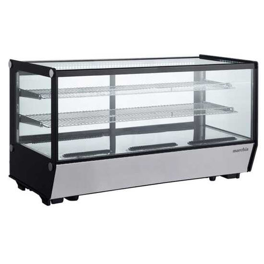 Marchia MDC260-ST 48" Countertop Refrigerated Bakery Display Case with straight glass and LED lighting. Features a spacious design for clear visibility and efficient cooling of baked goods.