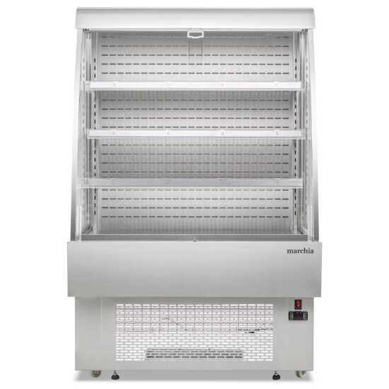 The Marchia MDS380 40" open refrigerated grab-and-go display case with spacious shelving, LED lighting, and a sleek design for easily accessible, energy-efficient presentation of chilled products.