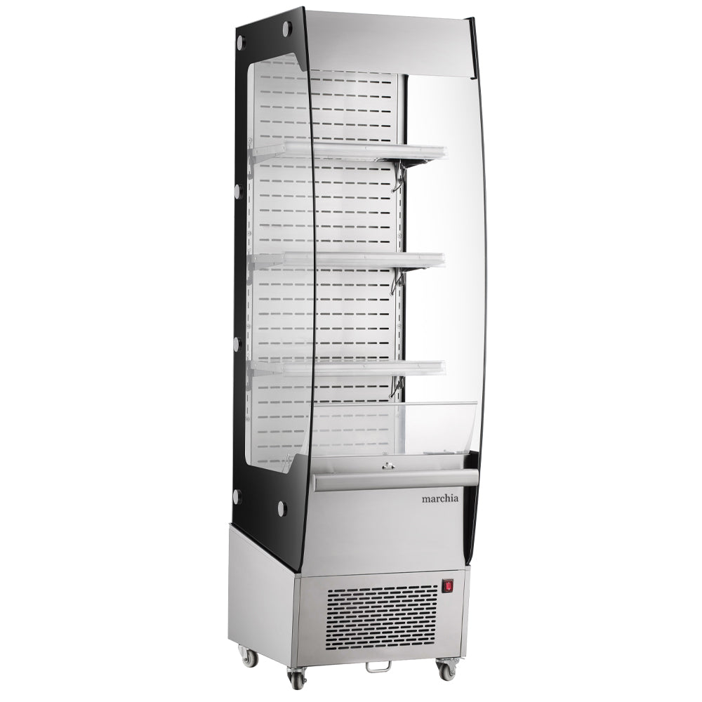 Marchia MDS220 20-inch open air cooler grab and go display refrigerator for showcasing chilled beverages snacks and packaged foods in cafes convenience stores and retail areas
