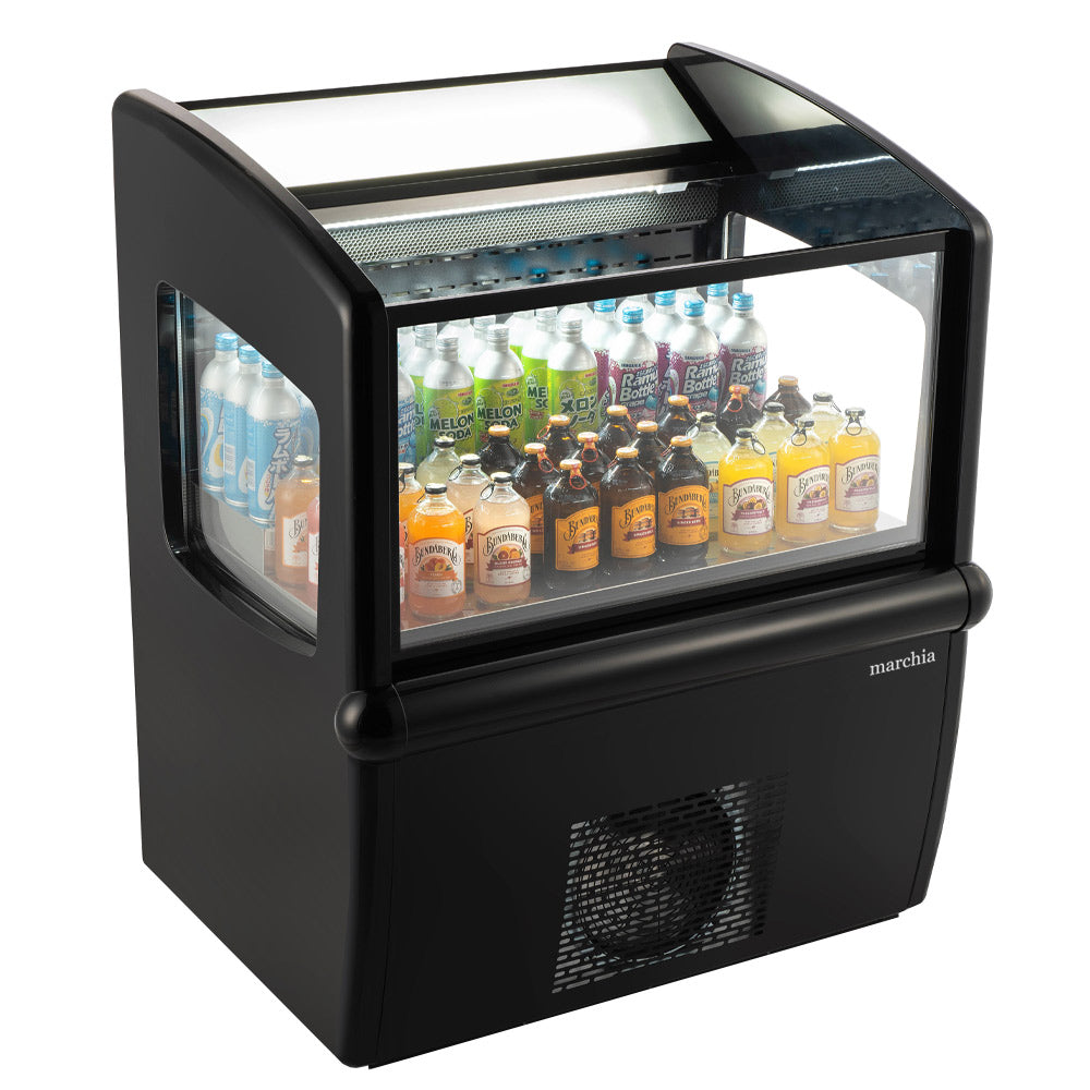 Marchia MDS30 30-inch top open air cooler grab and go refrigerator ideal for displaying chilled drinks snacks and packaged foods in cafes convenience stores and retail spaces