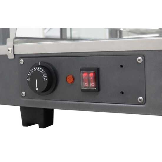 Marchia MHCC96 27" heated countertop display with front and rear doors, designed to keep hot foods warm and easily accessible, perfect for mid-sized food displays in cafés, delis, and food service environments.