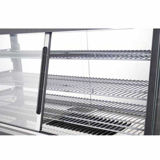 Marchia MHCC96 27" heated countertop display with front and rear doors, designed to keep hot foods warm and easily accessible, perfect for mid-sized food displays in cafés, delis, and food service environments.