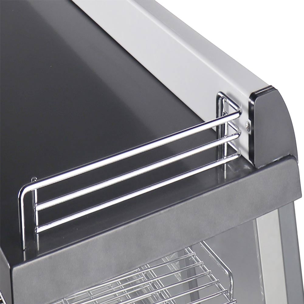 Marchia MHCC186 48" heated countertop display with front and rear doors, designed for keeping large quantities of hot foods warm and easily accessible, ideal for high-traffic settings in cafés, delis, and food service areas.