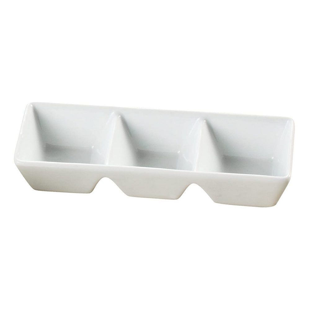 Yanco Three Divided Tray ML-737 is an elegant and versatile addition to any tableware collection. Crafted from high-quality porcelain with a glossy glaze finish, this tray is designed to enhance the presentation of appetizers, desserts, sauces, and condiments. Its three-compartment design allows for stylish and organized serving, making it an excellent choice for restaurants, banquet halls, catered events, and hotels. 