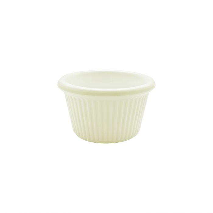 Thunder Group Fluted Ramekin 12/Pcs is a small ceramic-like bowl that will be perfect for serving various dishes. Such 1.5 Oz ramekin can be used for serving individual portions of sauces, dips, ice cream, side garnishes, and condiments.&nbsp;Made from durable scratch-resistant melamine this 1 1/2-inch ivory ramekin can withstand long-time use and is effortless in maintenance. Due to its stain-proof abilities, you can serve different acidic sauces, and it would not change color.