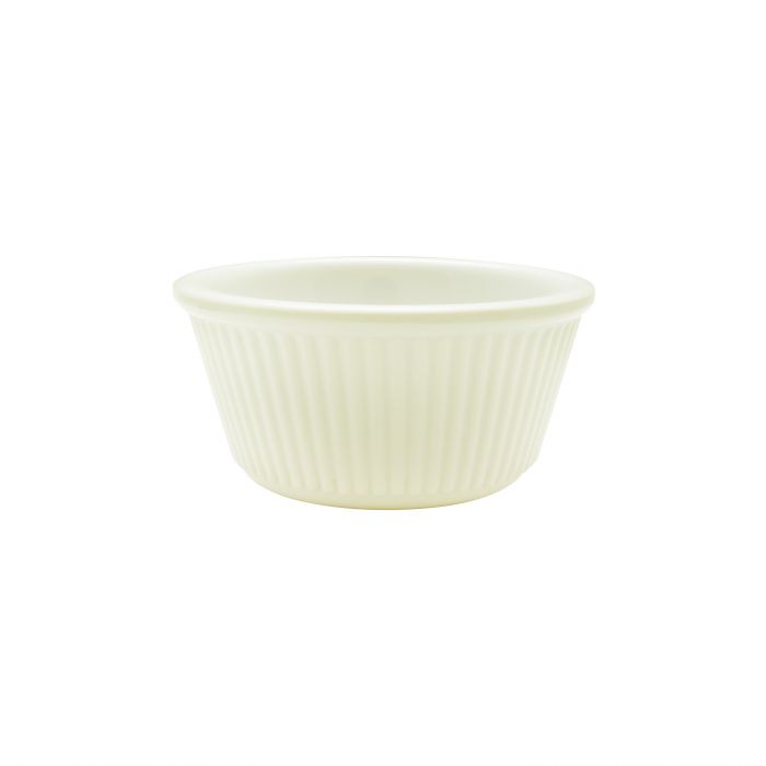 Thunder Group Fluted Ramekin 12/Pcs is a small ceramic-like bowl that will be perfect for serving various dishes. Made from durable melamine such ramekin can withstand long-time use and is effortless in maintenance. Due to its stain-proof abilities, you can serve different acidic sauces, and it would not change its vibrant ivory color. It is also scratch-resistant with smooth on the inside easy-to-clean surface. 