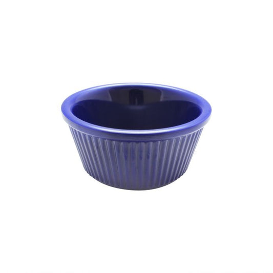 Thunder Group Fluted Ramekin 12/Pcs is a small ceramic-like bowl that will be perfect for serving various dishes. Made from durable melamine such ramekin can withstand long-time use and is effortless in maintenance. Due to its stain-proof abilities, you can serve different acidic sauces, and it would not change its vibrant cobalt blue color. It is also scratch-resistant with smooth on the inside easy-to-clean surface. 