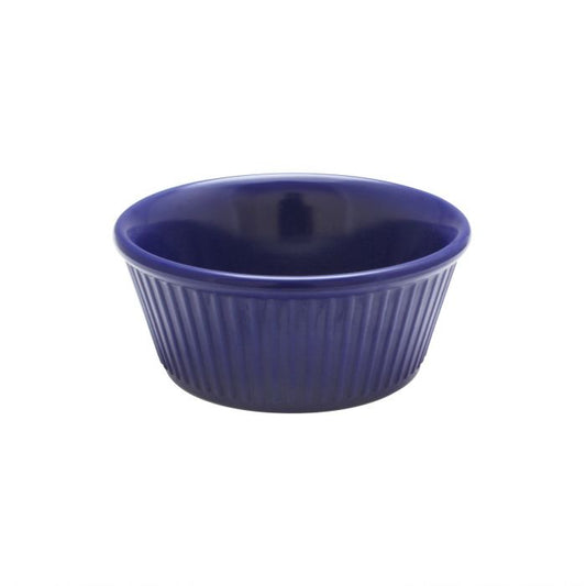 Thunder Group Fluted Ramekin 12/Pcs is a small ceramic-like bowl that will be perfect for serving various dishes. Made from durable melamine such ramekin can withstand long-time use and is effortless in maintenance. Due to its stain-proof abilities, you can serve different acidic sauces, and it would not change its vibrant cobalt blue color. It is also scratch-resistant with smooth on the inside easy-to-clean surface.