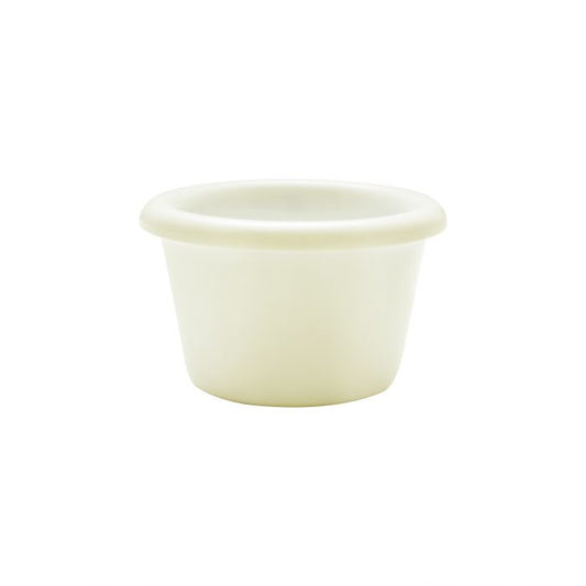 Thunder Group Smooth Ramekin 12/Pcs is a small ceramic-like bowl that will be perfect for serving various dishes. Such flat 1 1/2 Oz ramekin can be used for serving individual portions of sauces, dips, ice cream, side garnishes, and condiments. Made from durable scratch-resistant melamine this heavy duty 2 1/2-inch ivory ramekin has a thick solid structure that can withstand long-time use and is effortless in maintenance. 