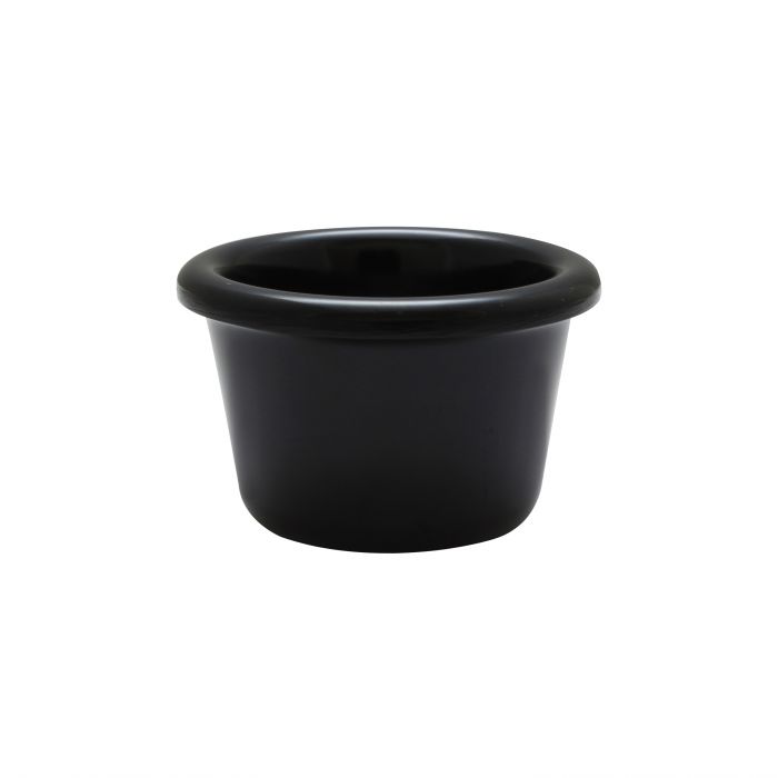Thunder Group Smooth Ramekin 12/Pcs is a small ceramic-like bowl that will be perfect for serving various dishes. Such flat 1 1/2 Oz ramekin can be used for serving individual portions of sauces, dips, ice cream, side garnishes, and condiments. Made from durable scratch-resistant melamine this heavy duty 2 1/2-inch black ramekin has a thick solid structure that can withstand long-time use and is effortless in maintenance. 