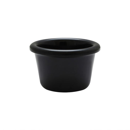 Thunder Group Smooth Ramekin 12/Pcs is a small ceramic-like bowl that will be perfect for serving various dishes. Such flat 1 1/2 Oz ramekin can be used for serving individual portions of sauces, dips, ice cream, side garnishes, and condiments. Made from durable scratch-resistant melamine this heavy duty 2 1/2-inch black ramekin has a thick solid structure that can withstand long-time use and is effortless in maintenance. 