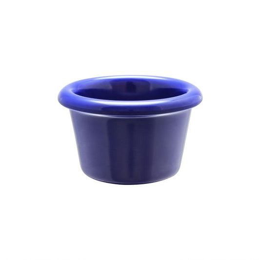 Thunder Group Smooth Ramekin 12/Pcs is a small ceramic-like bowl that will be perfect for serving various dishes. Such flat 1 1/2 Oz ramekin can be used for serving individual portions of sauces, dips, ice cream, side garnishes, and condiments. Made from durable scratch-resistant melamine this heavy duty 2 1/2-inch cobalt blue ramekin has a thick solid structure that can withstand long-time use and is effortless in maintenance. 