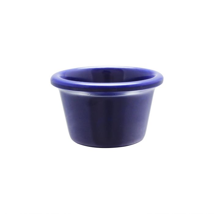 Thunder Group Smooth Ramekin 12/Pcs is a small ceramic-like bowl that will be perfect for serving various dishes. Such flat 1 3/4 Oz ramekin can be used for serving individual portions of sauces, dips, ice cream, side garnishes, and condiments. Made from durable scratch-resistant melamine this heavy duty 2 1/2-inch cobalt blue ramekin has a thick solid structure that can withstand long-time use and is effortless in maintenance. 