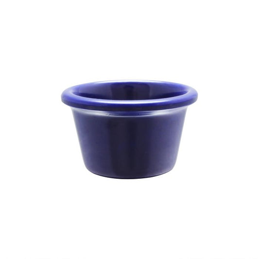 Thunder Group Smooth Ramekin 12/Pcs is a small ceramic-like bowl that will be perfect for serving various dishes. Such flat 1 3/4 Oz ramekin can be used for serving individual portions of sauces, dips, ice cream, side garnishes, and condiments. Made from durable scratch-resistant melamine this heavy duty 2 1/2-inch cobalt blue ramekin has a thick solid structure that can withstand long-time use and is effortless in maintenance. 