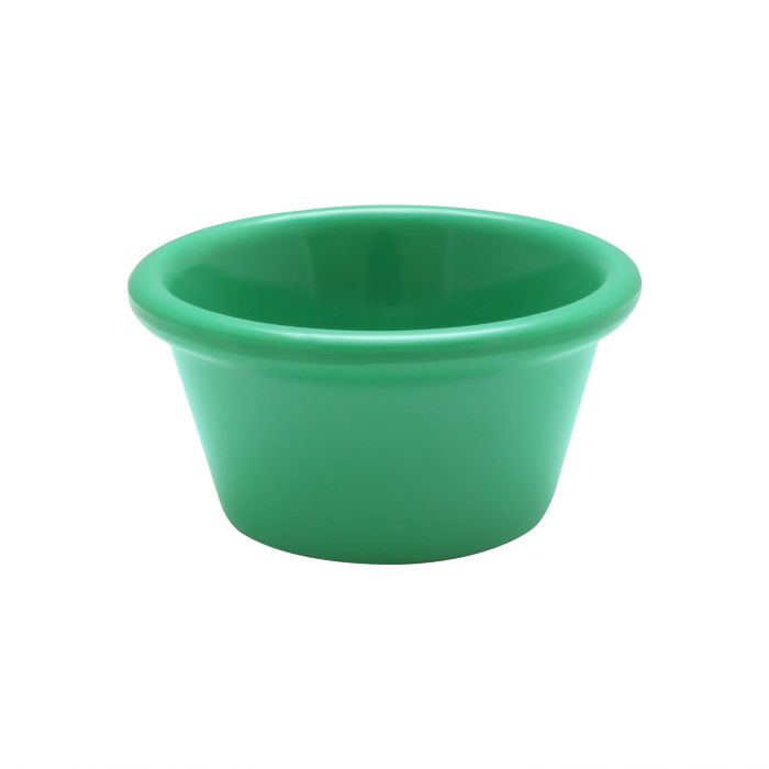 Thunder Group Smooth Ramekin 12/Pcs is a small ceramic-like bowl that will be perfect for serving various dishes. Such flat 2 1/2 Oz ramekin can be used for serving individual portions of sauces, dips, ice cream, side garnishes, and condiments. Made from durable scratch-resistant melamine this heavy duty 2 7/8-inch green ramekin has a thick solid structure that can withstand long-time use and is effortless in maintenance. 
