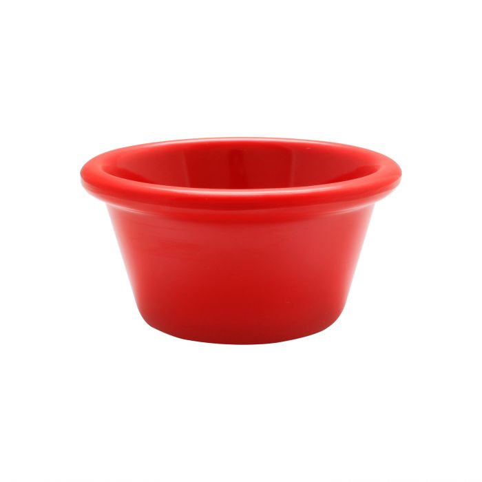 Thunder Group Smooth Ramekin 12/Pcs is a small ceramic-like bowl that will be perfect for serving various dishes. Such flat 2 1/2 Oz ramekin can be used for serving individual portions of sauces, dips, ice cream, side garnishes, and condiments. Made from durable scratch-resistant melamine this heavy duty 2 7/8-inch pure red ramekin has a thick solid structure that can withstand long-time use and is effortless in maintenance. 