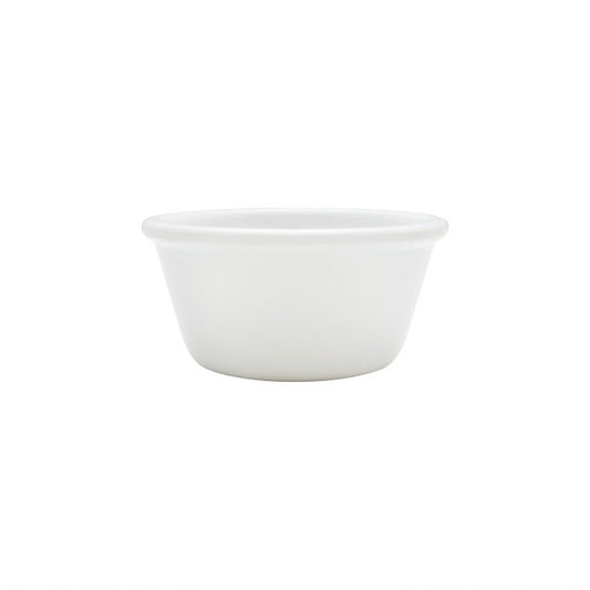 Thunder Group Smooth Ramekin 12/Pcs is a small ceramic-like bowl that will be perfect for serving various dishes. Such flat 3 Oz ramekin can be used for serving individual portions of sauces, dips, ice cream, side garnishes, and condiments. Made from durable scratch-resistant melamine this heavy duty 3 1/8-inch white ramekin has a thick solid structure that can withstand long-time use and is effortless in maintenance. 